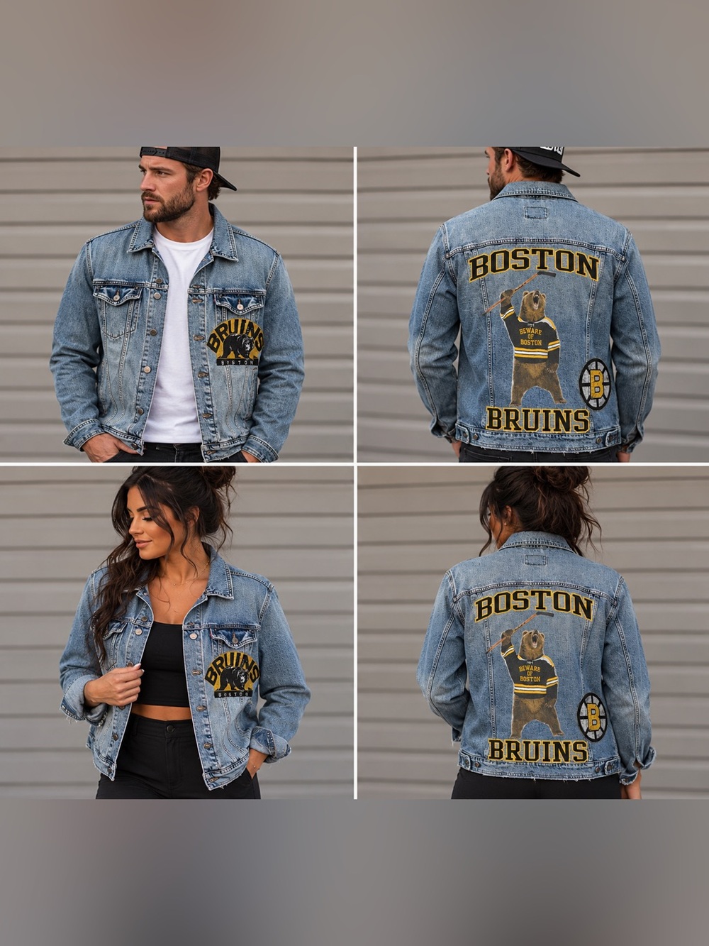 Boston Bruins Light Blue Denim Jacket with Graphic Back